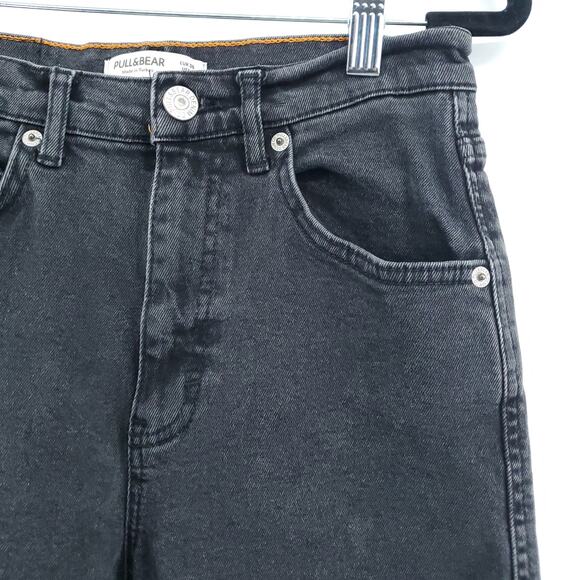 Pull & Bear Womens High Rise Black Destroyed Skinny Jean Raw Hemline 5 Pocket| 6 - Picture 5 of 11